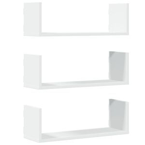 vidaXL Vegghyller 3 stk hvit 58x18x18 cm konstruert tre