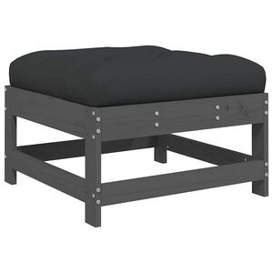 vidaXL Utend&oslash;rs fotskammel med pute gr&aring; heltre furu