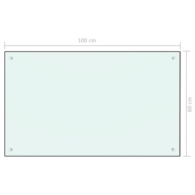vidaXL Kjøkkenplate hvit 100x60 cm herdet glass