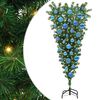 vidaXL Opp-ned kunstig forh&aring;ndsbelyst juletre med kulepakke 120 cm PVC