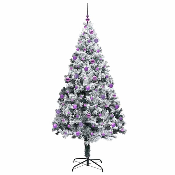 vidaXL Kunstig juletre med 300 LED grønn 210 cm PVC og Stål og Plast