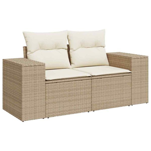vidaXL Hagesofaer med puter 10 deler beige polyrotting akasie