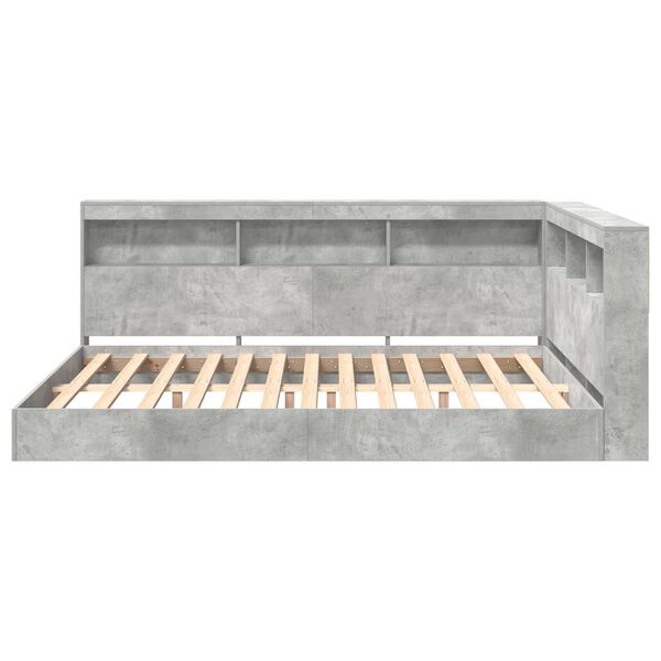 vidaXL Bokhylle Seng med lagring Betonggr&aring; 140 x 200 cm Konstruert tre