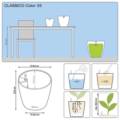LECHUZA Plantekasse Classico Color 35 ALL-IN-ONE hvit 13210
