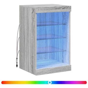 vidaXL Skjenk med LED-lys gr&aring; sonoma 41x37x67 cm