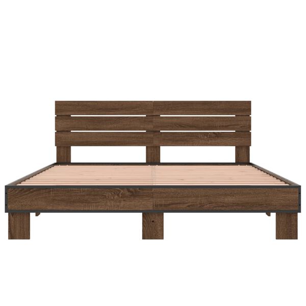 vidaXL Sengeramme brun eik 160x200 cm konstruert tre og metall