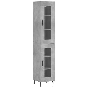 vidaXL Highboard betonggr&aring; 34,5x34x180 cm konstruert tre
