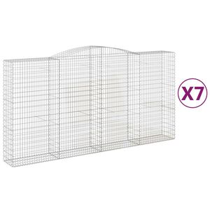 vidaXL Gabionkurver buede 7 stk 400x50x200/220 cm galvanisert jern