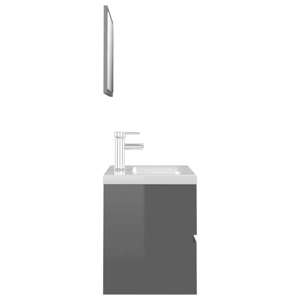 vidaXL Baderomsm&oslash;belsett h&oslash;yglans gr&aring; sponplate