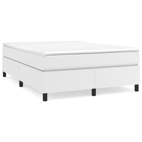 vidaXL Boxspring-sengeramme hvit 135x190 cm Double kunstskinn