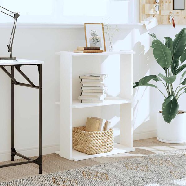 vidaXL Bokhylle 3 etasjer hvit 60x30x80 cm konstruert tre