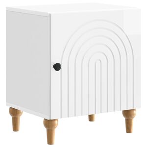 vidaXL Nattbordskap H&oslash;gglans hvit 43 x 34,5 x 50 cm Konstruert tre