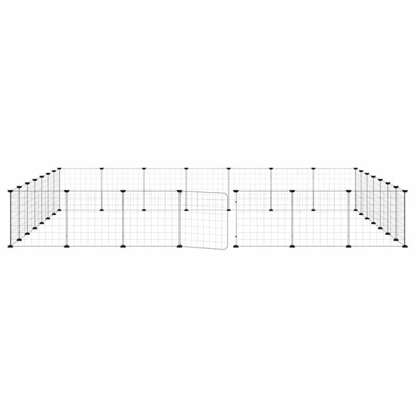 vidaXL Dyrebur 28 paneler med dør svart 35x35 cm stål