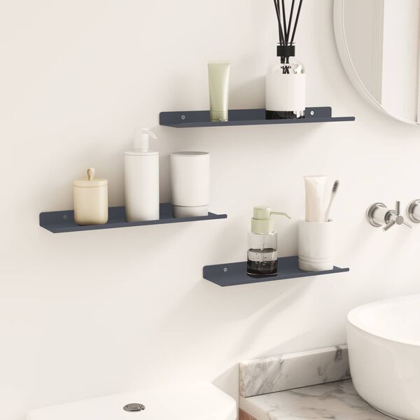 vidaXL Flytende hylle Veggmontert 3 pcs Antrasitt 40 x 9 x 2,5 cm St&aring;l