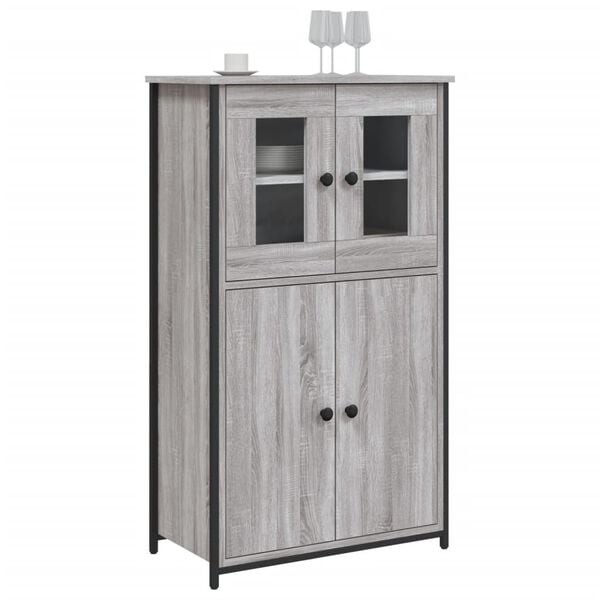 vidaXL Highboard gr&aring; sonoma 62x32x106,5 cm konstruert tre