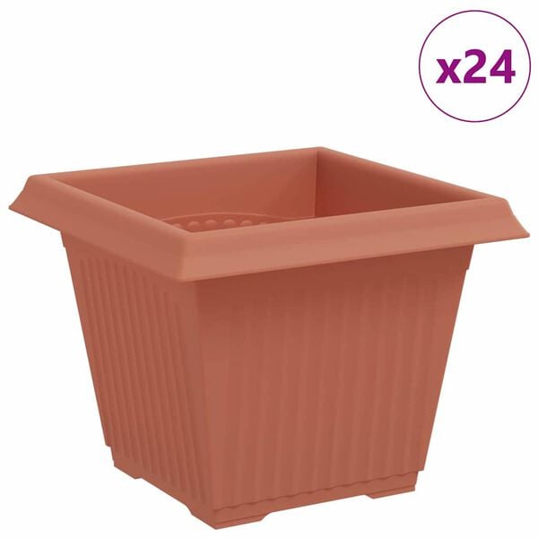 vidaXL Firkantet Blomsterpotte 24 pcs Klinker R&oslash;d 43 x 43 x 33.5 cm