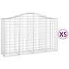 vidaXL Gabionkurver buede 5 stk 200x50x120/140 cm galvanisert jern