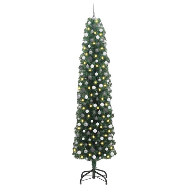 vidaXL Kunstig juletre med 300 LED gr&oslash;nn 240 cm PVC og st&aring;l og plast