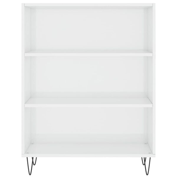 vidaXL Bokhylle høyglans hvit 69,5x32,5x90 cm konstruert tre