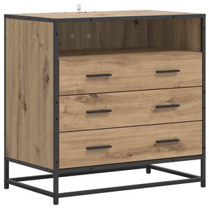 vidaXL Skuffeskap 3-Skuff Artisan eik 70 x 41 x 70 cm Konstruert tre