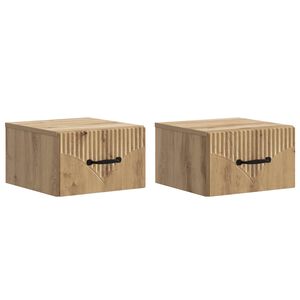 vidaXL Vegghengt Nattbord 2 stk. Artisan eik 34,5 x 33 x 20 cm