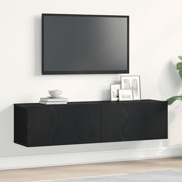 vidaXL TV-benk svart eik 120x30x30,5 cm konstruert tre