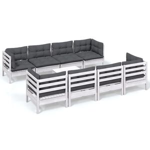 vidaXL Hagesofagruppe med puter 9 deler heltre furu