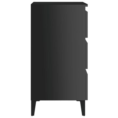 vidaXL Nattbord med metallben høyglans svart 40x35x69 cm
