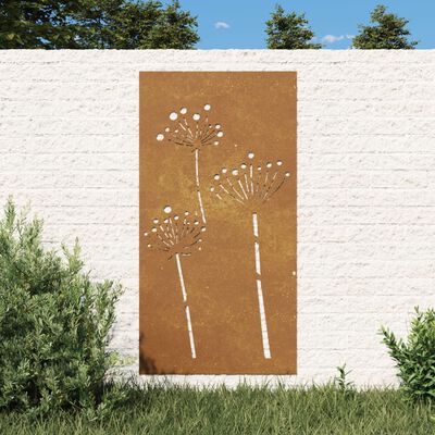 vidaXL Veggdekorasjon til hage 105x55 cm cortenstål blomsterdesign