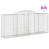 vidaXL Gabionkurver buede 25 stk 300x50x120/140 cm galvanisert jern