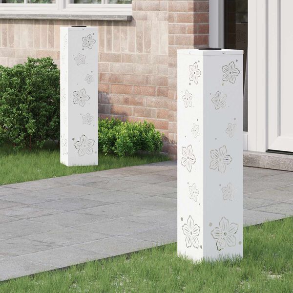 vidaXL Solenergi LED stibelys 2 pcs Hvit Kaldvalset st&aring;l