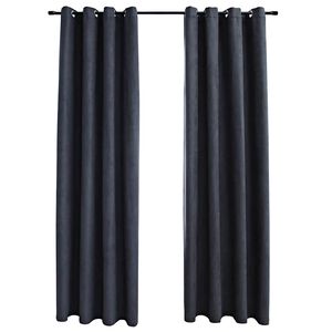 vidaXL Lystette gardiner med metallringer 2 stk antrasitt 140x225 cm