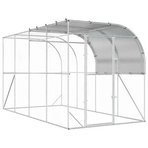 vidaXL H&oslash;nsehus mot vegg S&oslash;lv 400 x 200 x 215 cm Galvanisert st&aring;l