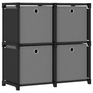 vidaXL Displayhylle med 4 kuber og bokser svart 69x30x72,5 cm stoff