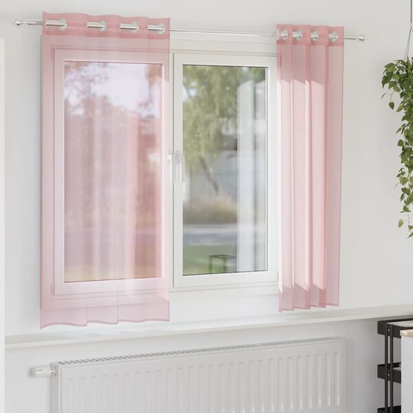 vidaXL Voilegardiner med grommets 2 stk rosa 140x175 cm