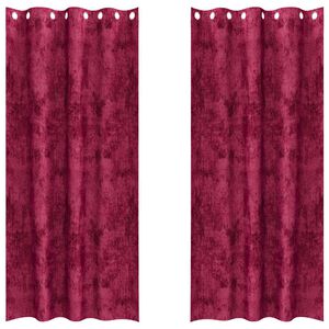 vidaXL Fl&oslash;yel Gardiner med gardiner 2 pcs Vinr&oslash;d 260 x 140 cm Fl&oslash;yel