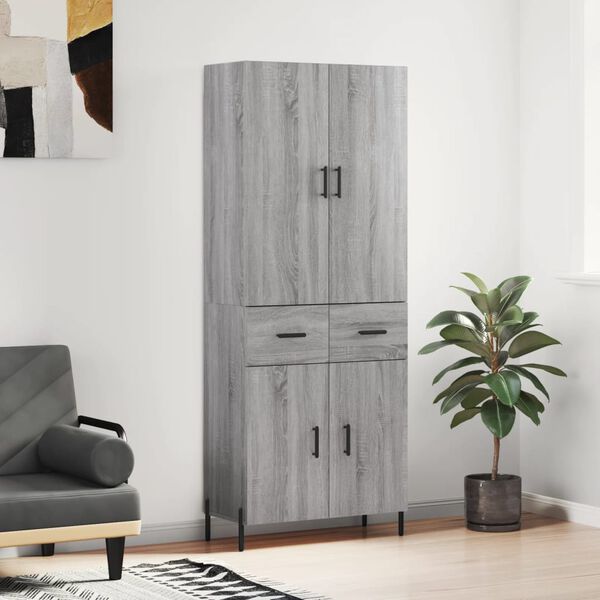 vidaXL Highboard gr&aring; sonoma 69,5x34x180 cm konstruert tre