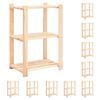 vidaXL Lagringshyller 3 etasjer 10stk 60x38x90cm heltre furu 150kg
