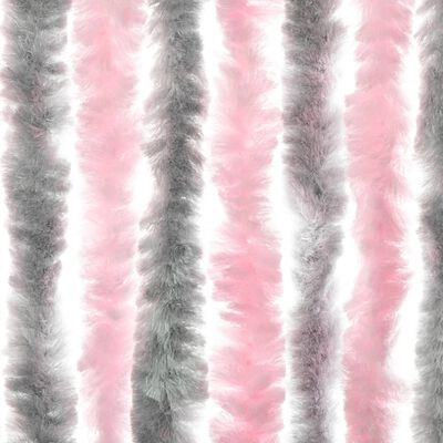 vidaXL Fluegardin sølvgrå og rosa 100x200 cm chenille