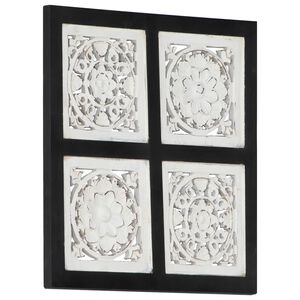 vidaXL Kunst Dekor 40 x 40 x 1,5 cm Svart og Hvit Konstruert tre