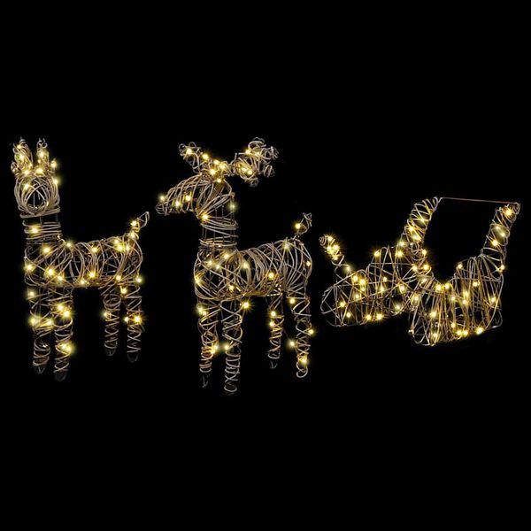 vidaXL Reinsdyr Trekke Slede Varmhvit 53 x 28 x 33 cm Rotting