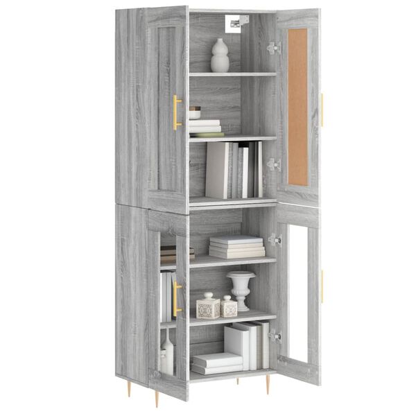 vidaXL Highboard grå sonoma 69,5x34x180 cm konstruert tre