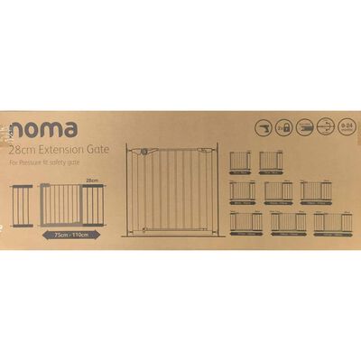 Noma Forlenger til sikkerhetsgrind Easy Pressure Fit 28 cm metall hvit 93972