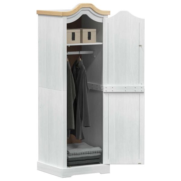 vidaXL Garderober med hylle med d&oslash;r Hvit 55 x 52 x 170 cm Massiv furu