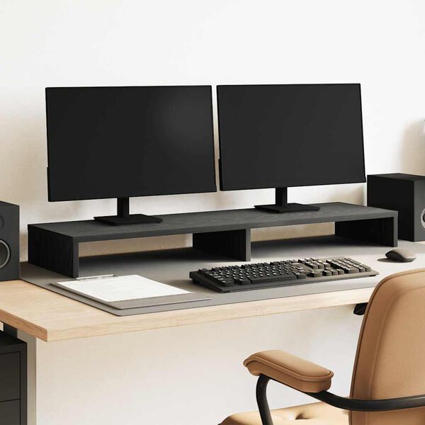 vidaXL Skjermhylle svart eik 100x27x10 cm