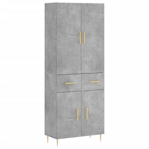 vidaXL Highboard betonggr&aring; 69,5x34x180 cm konstruert tre