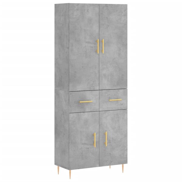 vidaXL Highboard betonggr&aring; 69,5x34x180 cm konstruert tre