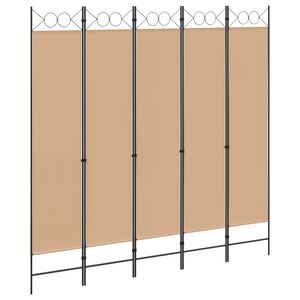 vidaXL 5-panel romdeler Beige 200 x 200 cm Stoff