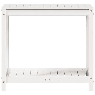 vidaXL Pottebord med hylle hvit 82,5x50x75 cm heltre furu