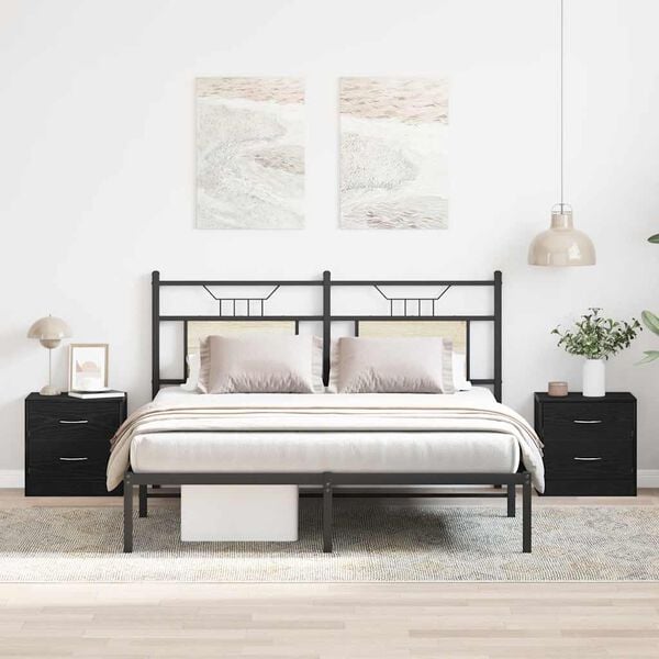 vidaXL Nattbord 2 stk svart eik 40x30x40 cm sponplate